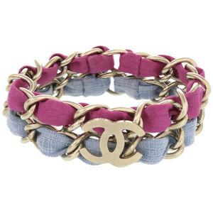 CHANEL Authentic Blue Logo Charm Bracelet